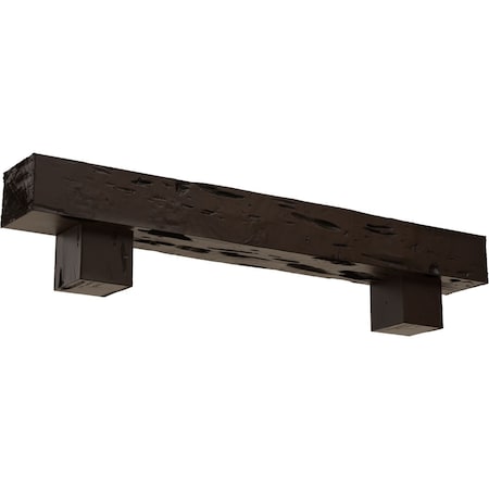 Kit W/ Alamo Corbels, NaturaL Mahogany, 8H X 12D X 36W Pecky Cypress Faux Wood Fireplace ManteL